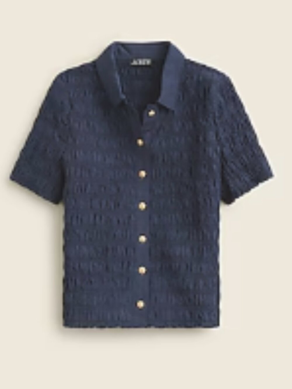 NWT JCrew Smocked button-up shirt in cotton-blend voile (size L), in Blue